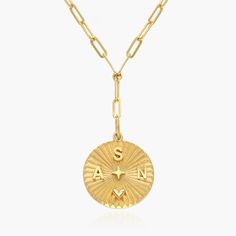 Gold Compass Necklace, Women Gold Jewelry, Luna Fashion, Letters Symbols, Engraved Compass, Compass Necklace, Mama Gifts, Stylish Necklace, Anniversary Jewelry