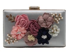 PRICES MAY VARY. [ Floral Design ] Frame design accented with 3D flowers, leaves and beads, with top snap closure which is detailed with shiny rhinestones. Conveniently, you can spend the night hands free with the detachable gold chain that is included. [ Quality Upgrade ] - According to feedbacks of customers, We had improved quality for the clutch evening bag, the flower stick firm, is easy to open and solider, it look more glorious than before. [ Occasions ]: This evening clutch bag is suitab Bridal Clutch Purse, Fancy Purses, Beaded Clutch Purse, Purses Vintage, Party Handbags, Lap Top, Floral Clutches, Bag Flower, Make Up Bags