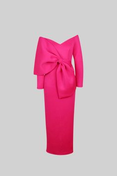 Ribbon Sleeves Dress, Sierra Darien, Dresses For Women Classy, Fashion Study, Magenta Fashion, Puff Sleeve Gown, Pink Silk Dress, Long Gowns, Teri Jon