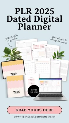 Stop designing from scratch! Get both vertical AND horizontal 2025 dated planners (109 pages!) with full PLR license. Perfect for Etsy sellers who want to launch their shop before the new year! Available in Canva & Affinity Publisher. #digitalplanner2025 #plrtemplates #etsyseller Freelancer Tips, Bullet Journal How To Start A, Naming Your Business, Business Checklist, Planner Business