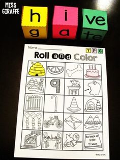 the word roll and color is next to blocks with words that spell out their name