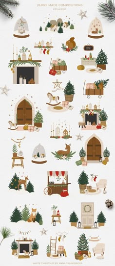 a poster with many different types of christmas decorations