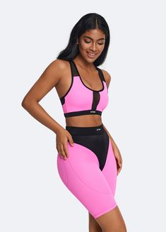 Designed to elevate your style and performance, the High Impact Sports Bra is crafted with supportive straps for comfort and stability. It also features a chic mesh panel for breathability. Pair that with the burst of energy from the vivid pop of color, and we know you’ll experience the perfect blend of fashion and function. Dynamic Compressive Activewear For Sports, Mesh Sports Bra With Built-in Padding For Yoga, Mesh Sports Bra With Built-in Padding For Gym, Mesh Sports Bra With Built-in Padding For Workout, Supportive Pink Activewear With Built-in Padding, Dynamic Athletic Fit Activewear For Sports, Dynamic Breathable Athletic Activewear, Pink Activewear With Built-in Padding For Light Sports, Athleisure Sports Bra With Arch Support