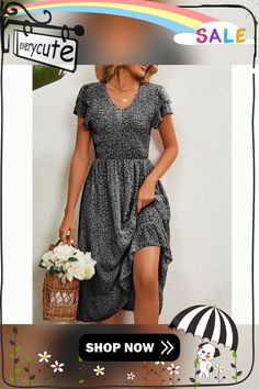 Black V Neck Pleated Chiffon Floral Dress Chiffon Floral Dress, Floral Chiffon Dress, Chiffon Floral, Pleated Chiffon, Dresses Floral, Floral Dresses, Floral Chiffon, Women Dresses, Floral Dress