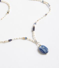 Blue Gemstone Beaded Pendant Necklace | Karen Kane One Stone Necklace, Stone Bead Necklace Ideas, Stone Beaded Jewelry, Elegant Beaded Jewelry, Dainty Beaded Necklace, Handmade Necklace Ideas, Handmade Jewelry Necklaces, Crochet Beaded Necklace, Stone Bead Jewelry