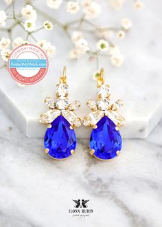 Royal Blue Earrings Blue Royal Crystal Earrings Bridal Royal - Etsy Blue Bridal Earrings For Formal Occasions, Blue Drop Earrings For Bridal Formal Occasion, Blue Drop Earrings For Formal Bridal Wear, Blue Crystal Drop Earrings For Formal Occasions, Blue Bridal Drop Earrings As A Gift, Blue Drop Earrings For Wedding, Blue Drop Earrings For Bridal Gift, Blue Teardrop Bridal Earrings For Anniversary, Blue Teardrop Earrings For Wedding