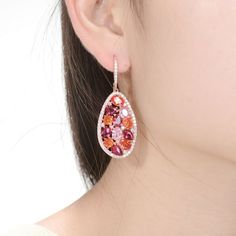 Add a dash of fun and flair to any outfit with these gorgeous 18k rose gold over sterling silver multi-color cubic zirconia drop earrings. Add a dash of fun and flair to any outfit with these gorgeous 18k rose gold over sterling silver multi-color cubic zirconia drop earrings. Length: 53 mm Closures: leverback Metal: sterling silver Plating: 18k rose gold Finish: polished Packaging: boxedSTONE DETAILS Stone type: cubic zirconia Total weight: 5 ct. Shape: pear, round Setting: prong Please note, d Multicolor Cubic Zirconia Earrings, Multicolor Cubic Zirconia Fine Jewelry Earrings, Fine Jewelry Multicolor Cubic Zirconia Earrings, Multicolor Cubic Zirconia Earrings Fine Jewelry, Red Purple, 18k Rose Gold, Pear Shaped, Gold Finish, Pear