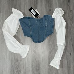 Nasty Gal Denim Off The Shoulder Corset Top Roblox T-shirt Corset, White Stretch Denim Tops, White Trendy Denim Top For Spring, Trendy White Denim Top For Spring, White Cotton Denim Top For Summer, White Denim Top For Spring, Trendy White Denim Tops, White Denim Tops For Spring, Spring White Denim Top