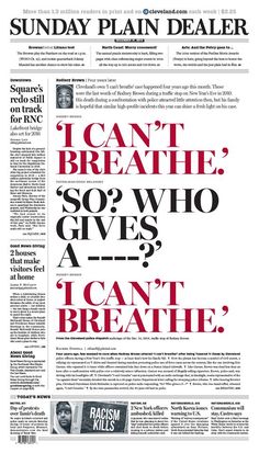 Newspaper Design Inspiration, Journal Poster, Magazine Journal, Eric Garner, Eco System