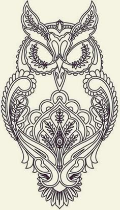 an intricately designed owl face