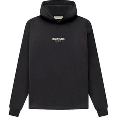 Fear Of God Essentials Relaxed Iron Black Hoodie 230113bk Black Cotton Sweatshirt With Logo, Black Cotton Hoodie With Logo, Fall Hoodie With Logo In Relaxed Fit, Fall Hoodie With Logo And Relaxed Fit, Relaxed Fit Logo Hoodie For Fall, Fall Relaxed Fit Hoodie With Logo, Black Crew Neck Hoodie With Logo, Black Logo Hoodie With Crew Neck, Black Long Sleeve Tops With Logo