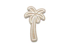 a wooden cutout of a palm tree