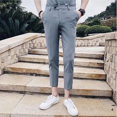 SPECIFICATIONS Material: COTTON Applicable Season: Spring and Autumn Style: Casual Applicable Scene: BUSINESS Front Style: Flat Pant Closure Type: Zipper Fly Gender: MEN Men Business Formal, Wedding Pants, Male Wedding, Flat Pant, Check Suit, Stripe Pants, Formal Trousers, Business Formal, Men Model