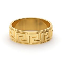 Tailored for a masculine aesthetic, this robust 7mm ring features a Greek key design, merging traditional elements with modern masculinity. Available in solid gold or sterling silver, it’s a piece that resonates with strength and elegance. Masculine Aesthetic, Arabic Jewelry, Everyday Bracelet, Turquoise Bead Necklaces, Greek Jewelry, Everyday Rings, Key Design, Greek Key, Evil Eye Jewelry