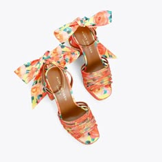 Multicolor Heels, Funky Fits, Dance Fits, Orange Heels, Spring Formal, Preppy Shoes, Colorful Heels, Fun Heels, Floral Heels