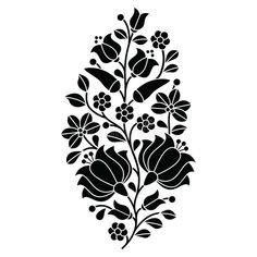 a black and white drawing of flowers on a white background