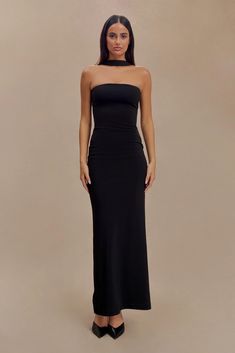 Velma Halter Collar Maxi Dress - Black | MESHKI U.S Dress With Overlay, Guest Wedding Dress, Collar Maxi Dress, Cocktail Maxi Dress, Scoop Neck Midi Dress, Maxi Dresses Online, Graceful Movement, Nancy Meyers, Fun Clothes