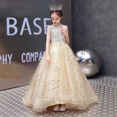 Elegant Evening Dresses Long, Blue Birthday Parties, Formal Ball Gown, Tulle Flower Girl, Birthday Girl Dress, Flower Girl Dresses Tulle, Gowns For Girls, Long Sleeve Sequin, Color Champagne