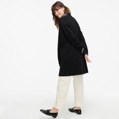 J.Crew: Juliette Collarless Sweater-blazer Chic Open Front Sweater Coat For Work, Elegant Open Front Cardigan For Work, Chic Long Coat Sweater, Chic Long Coat Cardigan For Workwear, Elegant Open Front Blazer For Fall, Classic Open Front Outerwear For Daywear, Classic Open Front Outerwear For Work, Elegant Fall Sweater Coat For Layering, Open Front Fall Blazer For Work