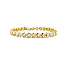 Heads will turn when wearing the exquisite Harley Diamond Tennis Bracelet. A unique take on a classic tennis bracelet, this stunning style is a must have! Metal: 14k White Gold / 14k Yellow Gold Round Brilliant Cut Natural Diamonds: Approx. 2.17 ctw G/H Color and SI1-2 Clarity Diamonds Length: 7 inches at the longest Features 6 inches of bezeled diamonds + 1 inch of jump rings for versatile wear between 6"-7" Closure: Lobster clasp Looking for a different size? Please email us. Classic Diamond Heart Bracelet, Classic Round Diamond Heart Bracelet, Classic Heart Cut Diamond Bracelet For Anniversary, Classic Heart Bracelet With Diamond Accents For Formal Events, Classic Heart Bracelet With Diamond Accents For Formal Occasions, Classic Formal Heart Bracelet With Diamond Accents, Classic Round Heart Bracelet For Formal Occasions, Classic Heart Jubilee Bracelet For Anniversary, Classic Jubilee Heart Bracelet For Anniversary