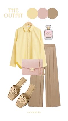 Yellow And Khaki Outfit, Style Yellow Shirt, Yellow Shirt Outfit, Smart Casual Women Outfits, Simple Casual Outfits, Mix Match Outfits, Colour Combinations Fashion, Mode Turban