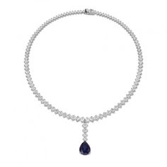 Sapphire Diamond, Pear Shaped, Diamond Necklace, Pear, Sapphire, White Gold, Gold, White