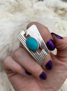 An alluring Sleeping Beauty Turquoise Ring that is accented with beautiful contemporary Sterling Silver. Lightweight Statement Ring. Modern Turquoise Gemstone Ring, Unique Turquoise Open Ring, Modern Blue Turquoise Gemstone Ring, Unique Open Turquoise Ring, Modern Turquoise Ring As Gift, Modern Turquoise Ring For Gift, Modern Turquoise Ring For A Gift, Modernist Turquoise Jewelry Gift, Modern Turquoise Ring