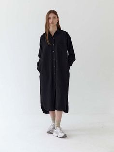 Composition : RAYON60 NYLON40Country of Origin : Republic of Korea Black Shirt Dress, Shirt Dress, Black Dress, Composition, The Originals, Black