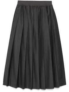 dark grey elasticated waistband pull-on style two side inset pockets pleated skirt A-line ankle-length Wardrobe Edit, Yoko London, Boots Fall, Exclusive Fashion, Gray Skirt, Lady Dior, Coat Dress, Ankle Length, Pleated Skirt