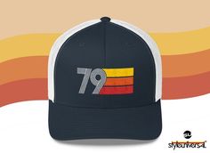 Retro 1979 40th Birthday Hat Mens Womens Trucker Cap Retro Trucker Hat With Curved Visor, Retro Trucker Hat With Curved Visor For Baseball Season, 40th Birthday Presents, Candy Bar Posters, Mom Birthday Crafts, Candy Poster, 90th Birthday Gifts, 80th Birthday Gifts, Birthday Gift Baskets