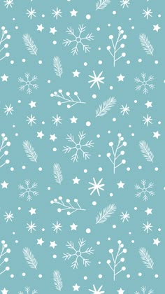 a blue background with white snowflakes and stars