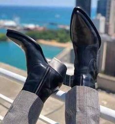 ad eBay - Handmade Black Leather Stylish Zipper Ankle Boot for Men's high ankle boots - Buy Now, click the link (eBay) Mens High Heel Boots, Mens Heeled Boots, Shoes To Draw, Men High Heels, Formal Heels, Men In Heels, Outfit References, Ankle Boots Men, High Ankle Boots