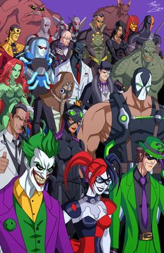 the joker and his gang are all dressed up in their costumes for an animated movie