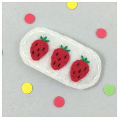 Felt Hair Clip No Slip Strawberries White Girls Hair Clip Felt Hair Bows, Felt Hair Accessories, Felt Fruit, Strawberry Hair, Felt Hair Clips, Hair Clips Diy, Girl Hair Accessories, Cute Sewing Projects, Toddler Hair Clips