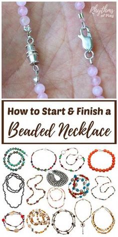 how to start and finish a beaded necklace with instructions for making it in the hoop