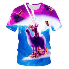 Get ready to blast off into style with the Galaxy Colorful T-Shirt! Add some excitement to your everyday wardrobe with this eye-catching t-shirt, featuring a colorful cartoon galaxy print. Made from a blend of polyester and spandex, it's light, comfortable, and durable for all-day wear. The O-neck collar and unisex style make it a versatile choice for everyone. Perfect for special occasions or everyday use, this t-shirt is easy to match with any outfit and is sure to turn heads. Get your Galaxy 3d Printed Art, Colorful Galaxy, Lovely Cat, Cat Kids, T Shirt Picture, Space Galaxy, Shirt Girl, Essential Dress, Baby Boy Shoes