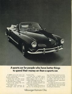 an old advertisement for a sports car with the caption sport cars for people who have better things to spend their money on than a sports car