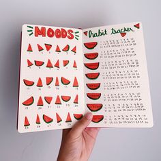 summer habit tracker bullet journal Watermelon Bujo Theme, Watermelon Bullet Journal Theme, Bullet Journal August, Watermelon Theme, Journal Cover Ideas, January Bullet Journal, Bullet Journal Quotes