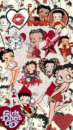 Alcohol Cartoon Aesthetic, Betty Boop With Dog, Shopping Cartoon Aesthetic, Scorpio Betty Boop, Betty Boop Collage, Betty Boop Christmas Wallpaper, Betty Boop Zodiac Signs, Betty Boop Background