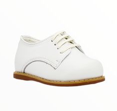 Classic Walkers - White Low Top - Tippy Tot Shoes White Lace-up Leather Shoes With Stitched Sole, White Leather Lace-up Shoes With Brogue Detailing, White Lace-up Shoes With Stitched Sole, White Leather Lace-up Dress Shoes, Classic Leather Oxfords With White Sole, Casual White Leather Shoes With Brogue Detailing, White Lace-up Shoes With Brogue Detailing, White Leather Low-top Oxfords, White Wingtip Lace-up Casual Shoes