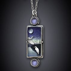 Moonlit Landscape, Iolite Necklace, Cloisonne Enamel Jewelry, Broken China Jewelry, Artful Home, Plastic Cover, Enamel Jewelry