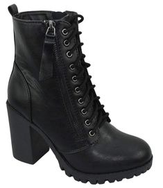 PRICES MAY VARY. Soda Women Chunky High Heel Combat Army Military Riding Ankle Boots Lace Up Booties Malia-S Black 9 Brand Name : Soda Shoes This style runs true to the size. Side Zipper and Lace up Style for easy on/off Cute and comfortable with Block heels Brand New Soda Boots, Womens Black Booties, Black Combat Boots, Chunky High Heels, Low Heel Shoes, Riding Boot, Lace Up Booties, Black High Heels, Womens Ankle Boots