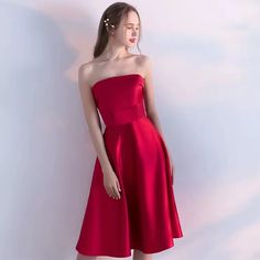 Red party dress,strapless dress ,sexy homecoming dress,satin graduation dressMaterial:satincolor:as picture or custom colorNeckline:straplessBack details:bandage or zipperStyle:sexyDress type:A-line<p>Features:simple</p><br/><p>Customized service and Rush order are available.</p><br/><p>This dress could be custom made, there are no extra cost to do custom size and color.</p><br/><p>Please leave your phone number for shipping when you or Satin Strapless Sleeveless Dress For Banquet, Satin Strapless Dress For Prom, Elegant Strapless Dress For Homecoming, Strapless Satin Bridesmaid Dress For Formal Occasions, Strapless Satin Dresses For Prom Season, Strapless Satin Dress For Prom, Strapless Off-shoulder Dress For Prom, Strapless Satin Party Dress, Strapless Satin Mini Dress For Banquet