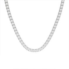 Timeless and elegant, this spectacular tennis necklace features 89 perfectly matched round lab grown diamonds set in solid 14k white gold four prong settings, each 0.50 ct for an impressive grand total of 40 carats of endless sparkle around your neck!! All meticulously handmade to perfection by our master jewelers. Lab created diamonds are 100% real diamonds, there is no difference chemically, physically or visually. The only difference is that lab diamonds are created in a laboratory rather tha Engagement Necklace, White Diamond Necklace, Moissanite Vs Diamond, Black Diamond Necklace, Promise Necklace, Engagement Necklaces, Diamond Tennis Necklace, Celebrity Jewelry, Bridal Necklace Set