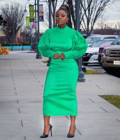 Have all eyes on you in this unreal dress. Give your wardrobe a seriously chic update with this dress. Featuring a green material with puff sleeves , we're in love. style with heels or boots for a complete look. Model wearing medium Chic Green Fitted Puff Sleeve Dress, Green Fitted Puff Sleeve Midi Dress, Chic Fitted Green Puff Sleeve Dress, Chic Green Fitted Dress With Puff Sleeves, Green Midi Dress With Gathered Sleeves For Party, Fitted Green Midi Puff Sleeve Dress, Green Fitted Puff Sleeve Dress, Elegant Green Knee-length Puff Sleeve Dress, Fall Party Midi Dress With Elastic Sleeves