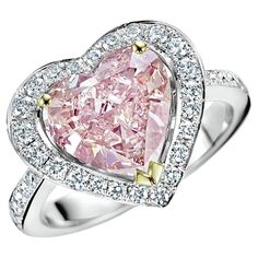 Luxury Heart Cut Sparkling Stones Jewelry, Luxury Pink Ruby Ring With Pave Setting, Luxury Heart Cut Gemstone Jewelry, Luxury Open Heart Diamond Jewelry, Gia Certified Heart Cut Diamond Ring, Gia Certified Heart Diamond Rings, Pink Diamond Ring With Fine Jewelry Style, Pink Diamond Cut Fine Jewelry Ring, Dazzling Pink Brilliant Cut Diamond Ring