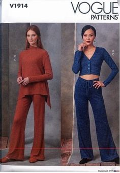 two women's pants and top sewing pattern