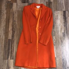 Great Condition! Orange Fitted Formal Outerwear, Formal Fitted Orange Outerwear, Elegant Orange Spring Outerwear, Chic Fitted Cashmere Outerwear, Fitted Cashmere Outerwear For Spring, Fitted Spring Cashmere Outerwear, Elegant Orange Office Outerwear, Elegant Fitted Orange Outerwear, Formal Orange Outerwear For Fall