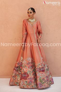 Raw Silk Angrakha Style Frock for Wedding Party Side Look Frock For Wedding, Angrakha Style Frock, Angrakha Style, Floral Frocks, Frock Fashion, Polka Dot Maxi Dresses, Red Lehenga, Long Frocks, Indian Gowns