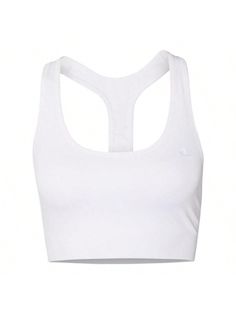 8.5 oz./yd, 87/13 polyester/spandex. Smoothtec band. Quick-drying compression fabric. Minimal seams for maximum comfort. Racerback design for easy movement. Champion "C" logo on upper left strap and center back. 
Women's Racerback Sports Bra White Casual-Comfy    Plain    Women Activewear, size features are:Bust: ,Length: ,Sleeve Length: Micro-elastic Racerback Activewear With Light Support, Fitted White Activewear With Built-in Padding, Fitted Racerback Activewear With Built-in Padding, Fitted Technical Activewear With Built-in Padding, White Racerback Activewear With Built-in Padding, Fitted Nylon Activewear With Sweat Resistance, Fitted Nylon Activewear, Sweat Resistant, Fitted Nylon Sweat Resistant Activewear, Sweat Resistant Fitted Nylon Activewear